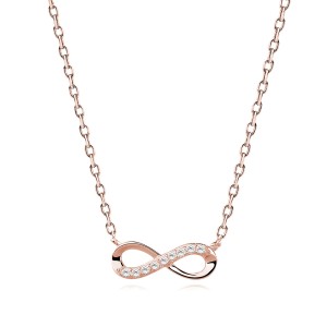 Colier argint placat cu aur roz infinit cu pietre DiAmanti Z1107NRG_W-DIA (Argint 925‰ 2,1 g.)